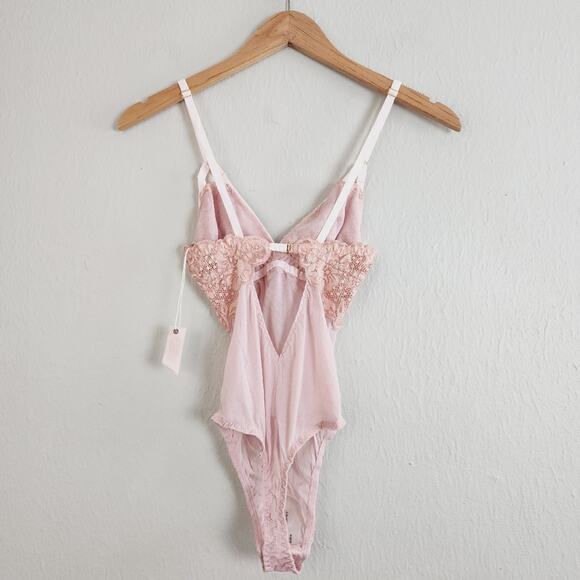 NEW We Are Hah x Free People Pink Mesh Bust Out Bodysuit - Picture 11 of 16